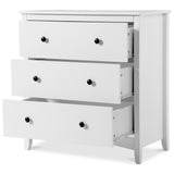 Large Chest of 3 Drawers White Cabinet Storage Unite Wood Anti-Bowing Supports-NACHESUK