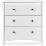 Large Chest of 3 Drawers White Cabinet Storage Unite Wood Anti-Bowing Supports-NACHESUK