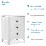 Bedside Cabinet Set of 2 White Chest of Drawers Bedroom Bedside Table-NACHESUK