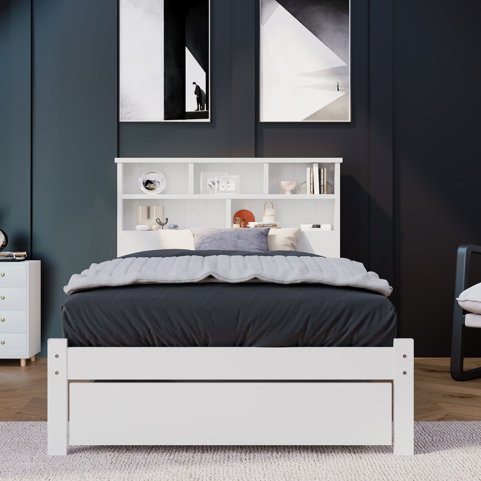 Single bed online with storage shelves