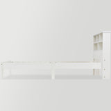 Bed with Shelves, White Wooden Storage Bed, Underbed Drawer - 3FT Single (90 x 190 cm) Frame Only-NACHESUK