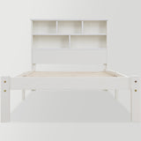 Bed with Shelves, White Wooden Storage Bed, Underbed Drawer - 3FT Single (90 x 190 cm) Frame Only-NACHESUK